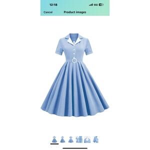 Solid Color Retro Short Sleeved V-Neck Casual Party 50S Large Swing Dress Now
